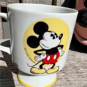 Mickey Mouse Walt Disney Productions Japan Pedestal Footed White Coffee Mug Cup